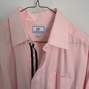 Men's Southern Tide Micro Gingham Long Sleeve Sport Shirt Size Medium